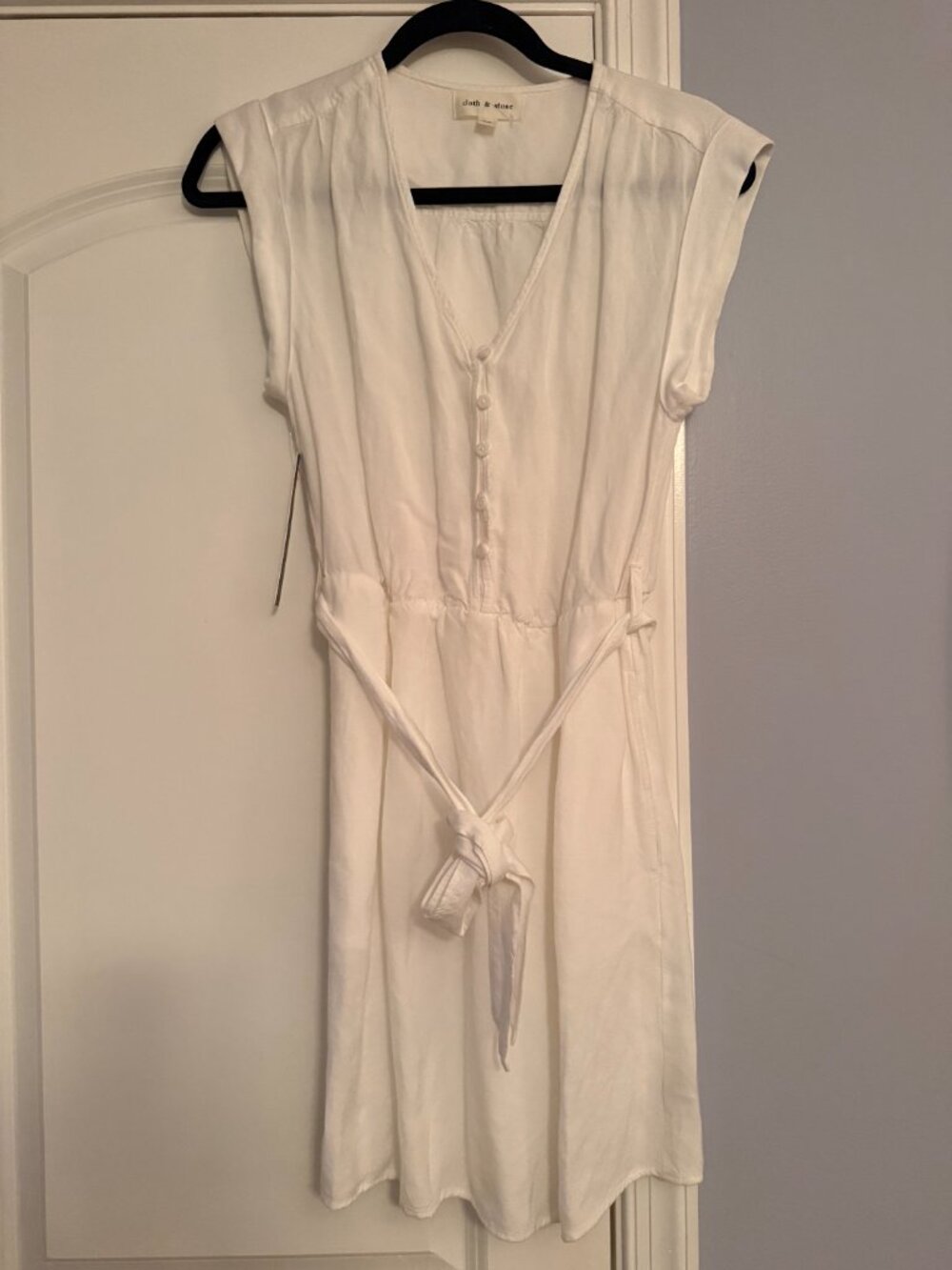 NWT | Anthropologie Cloth & Stone White Tie-Waist Dress | XS